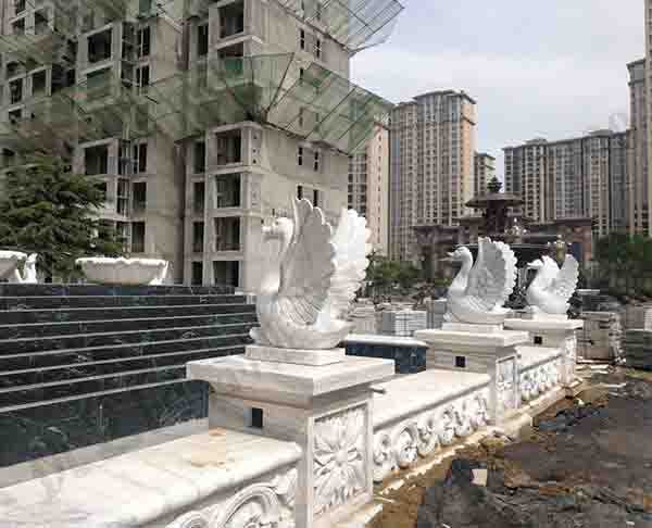 河北保定小區(qū)大理石石雕天鵝噴泉景觀(guān)項(xiàng)目