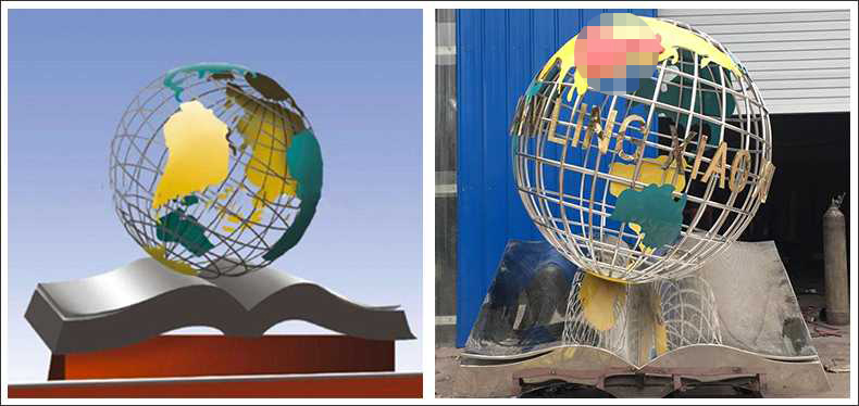 不銹鋼地球，景觀地球雕塑，學(xué)校地球儀擺件